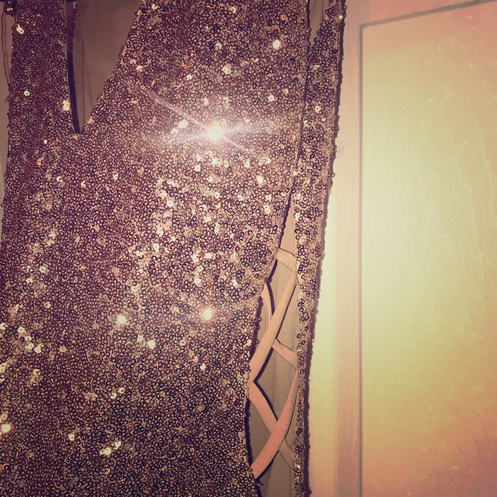 Rose Gold Sequin Midi Dress